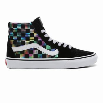 Vans Iridescent Check SK8-Hi - Naisten Korkeavartiset tennarit - Mustat/Valkoinen